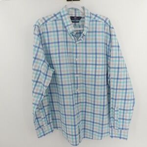 Vineyard Vines Shirt Men's XL Blue White Plaid Slim Fit Murray Button Down